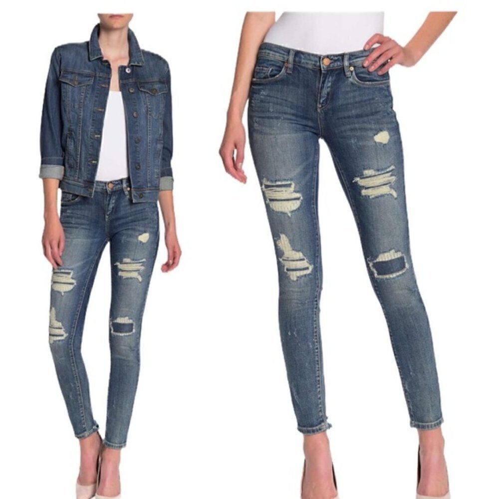 blank NYC Reade Rip Rep Mid Rise Skinny Jeans, Size 28